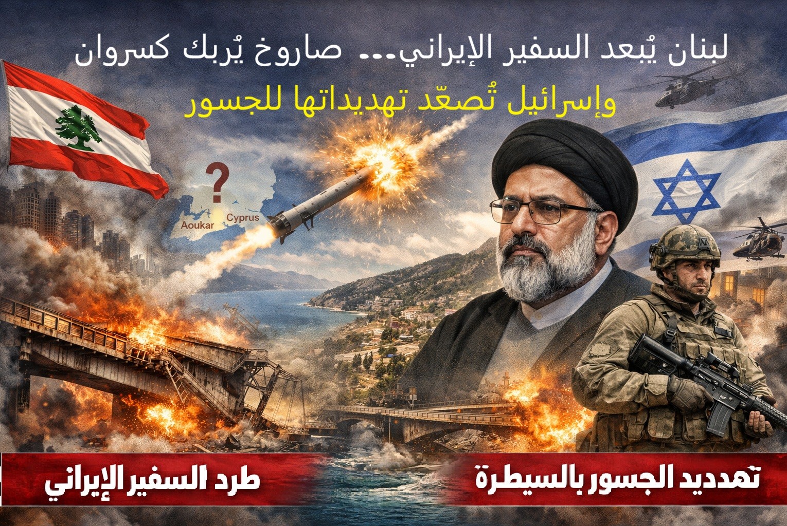 لبنان يُبعد السفير الإيراني… صاروخ يُربك كسروان وإسرائيل تُصعّد تهديداتها للجسور