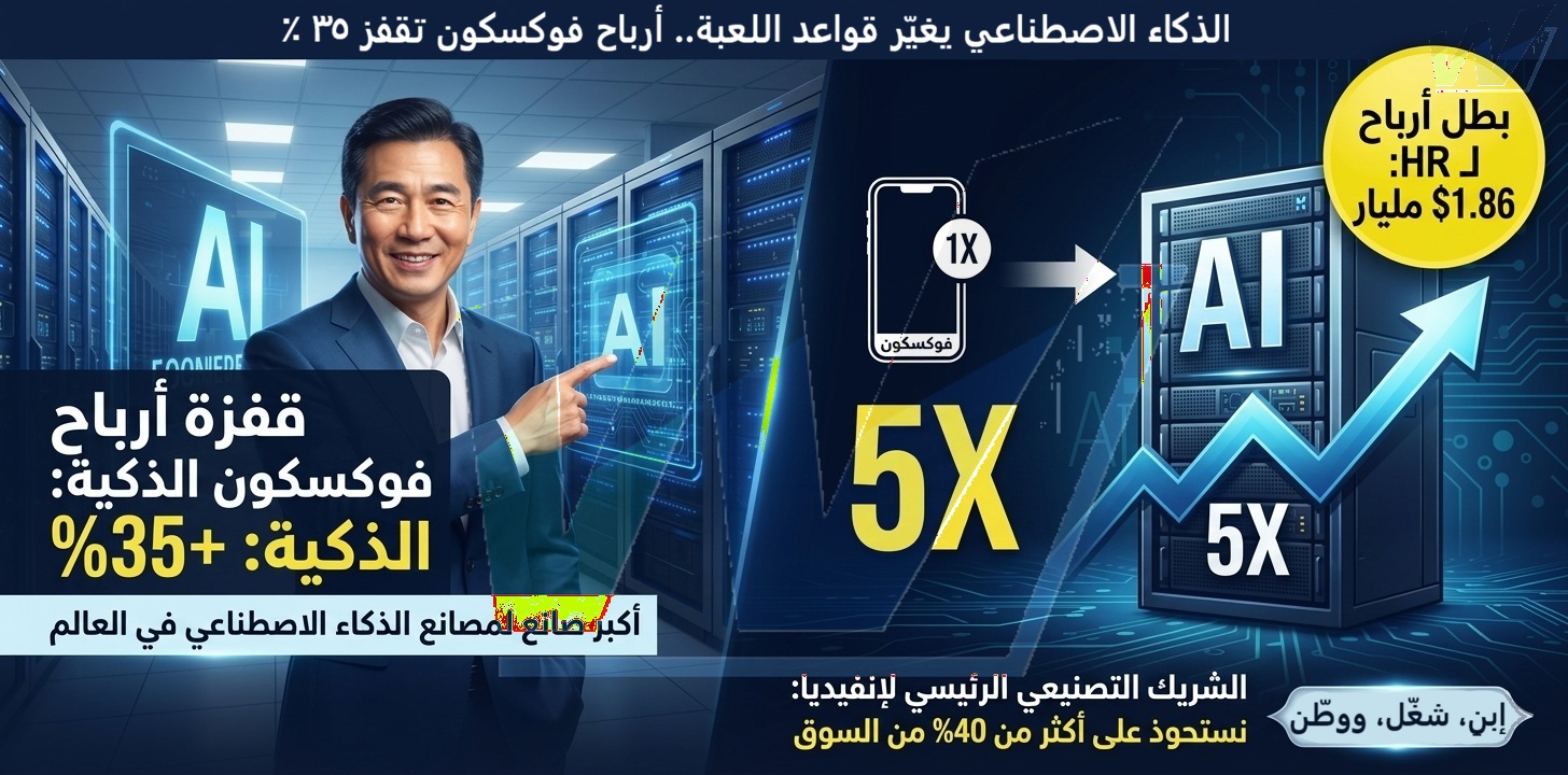 فوكسكون تحصد «جائزة الذكاء الاصطناعي»... الأرباح تقفز ٣٥٪ ومعركة بناء بنية AI التحتية تتسارع